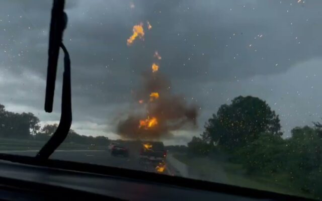 A Woman Films the Moment Lightning Strikes Her Husband’s Truck
